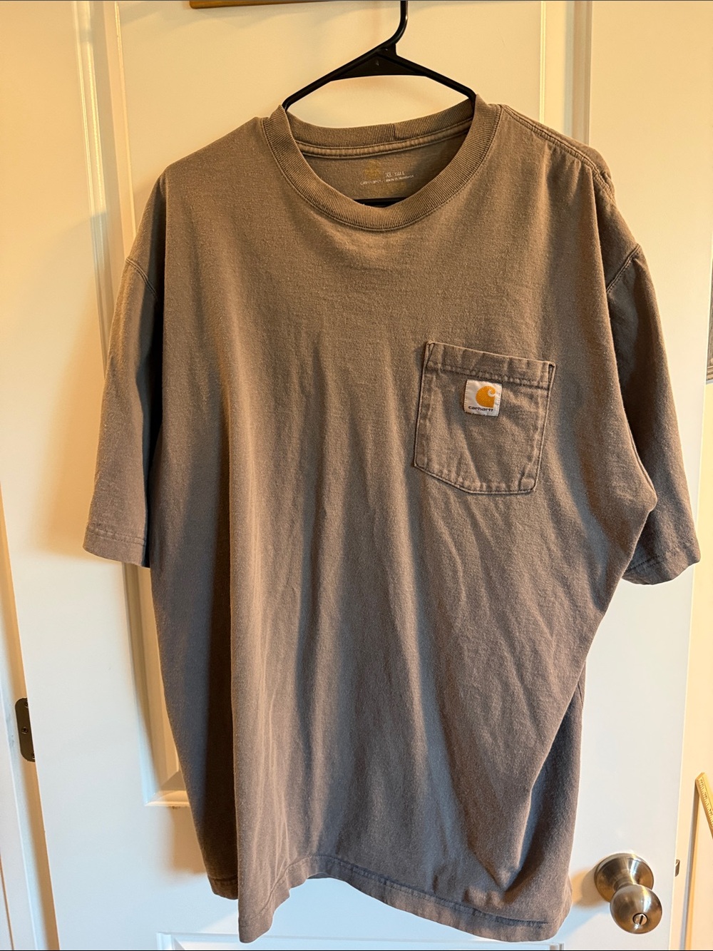 Carhartt Men's Short-Sleeve Pocket Tee in Taupe Brown XL Tall 100% Cotton